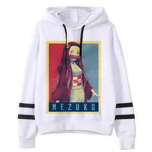 Demon Slayer Kimetsu No Yaiba Mężczyźni / Kobiety Bluzy Anime Unisex Estetyczne 90. Nezuko Zenitsu Bluza Tanjiro Casual Męski kaptur Y211122