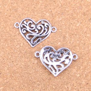 71 sztuk Antique Srebrny Brąz Plated Heart Złącze Charms Wisiorek DIY Naszyjnik Bransoletka Bransoletka Ustalenia 27 * 19mm