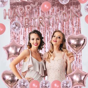 40 stücke Rose Gold Ballons Geburtstagset Party Party Supplies Rose Gold Ballons Regen Seide Dekoration Set