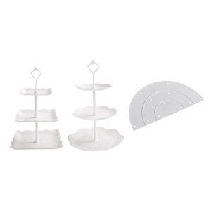 Baking Tools & Pastry 3-Tier Clear Acrylic Semicircle Round Cupcake Dessert Display Stand With 2 Set White Cake