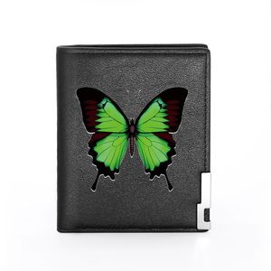 Portfele Zielony Motyl Design Druk Digital PU Skórzany Portfel Mężczyźni Kobiety Bifold Holder Mini Krótki torebka Męski prezent