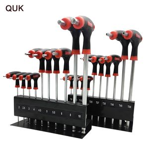 Quk t-handtag hexagonnyckel 10 st Set Universal Allen Key Torx Ball Spanner Skruvmutter Förare för bilreparation Handverktyg 211110