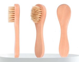 Natural Bristles Wooden Face Cleaning Brush Wood Handle Facial Cleanser Blackheads Nose Scubber Exfoliating Skin Care XB1