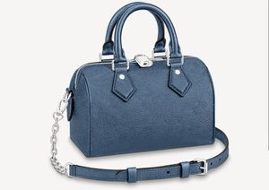 designer handbags Boston Bags navy-blue Cross-Body M58958 Embossed Leather Toes Padlock Speedy Bandouliere 20 Women bag shoulder purse with Silver colour hardware