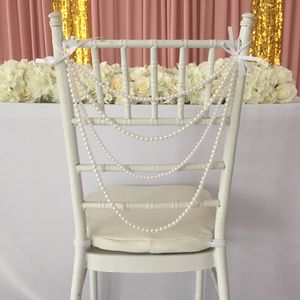 16pcs Ivory Imitation Pearl Bead Garland Chiavari Chair Sash Wedding Party Decoration