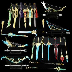 Genshin Impact Weapons Keychains Wolfs Gravestone Skyward Spine Skyward Blade Swords KeyRings Holder Mode Smycken Cosplay G1019