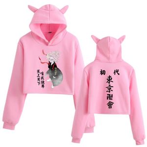 Tokyo Revengers Mikey Hoodie Anime Mode Pullover Tops Niedlich Print Frau Y0804