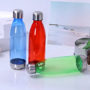 750ML BPA free Plastic Reusable cola shape water bottle for Sports Camping Travel solid color Bottles