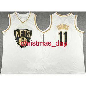 Maglia da basket giovanile da donna per uomo Kyrie Irving # 11 in oro bianco cucita personalizzata XS-6XL