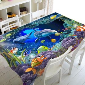 Nappe Corail achat en gros de Traîte de table coloré sous l eau Mer World Wildlife Nappe Couverture Coral Reef Poisson Dauphin Aquarium Cuisine Animal Cuisine Décor