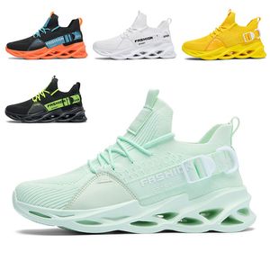 Moins cher non-marque hommes femmes chaussures de course lame chaussure respirante noir blanc lac vert orange jaune hommes formateurs baskets de sport en plein air