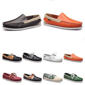 158 Mens casual shoes leather British style black white brown green yellow red fashion outdoor comfortable breathable