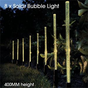 Solarlampen 8 Stück Power Tube Lights Acryl Bubble Pathway Rasen Landschaft Dekoration Garten Stick Stake Light Lampenset