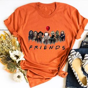 Women's T-Shirt Halloween Vintage Woman Tshirts Friends Tees Horror Movie Killers Women Sexy Tops Scary Print