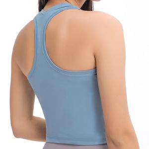Dames Tank Tops Camis Korte Solid Color Yoga Vest Y-vormige rug Vocht Absorptie Sweat Wicking Gym Sport Running Fitness Shirt