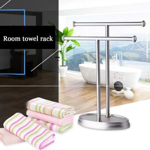 Towel Racks Solid Floor Standing Space Saving Double Layer Durable Bathroom Punch Free Organizer Stainless Steel Household Stand