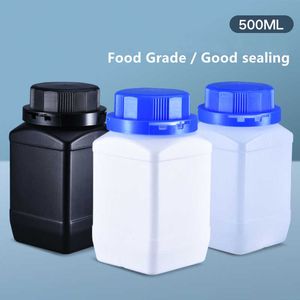 4PCS of 500ML Empty HDPE Bottles with Lid Wide mouth Square bottle for Liquid paint Lotion Food Grade Storage container