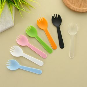 Colorful Plastic Disposable Spoons Ice Cream Tea Fruits Spoon Mini Size Flatware Cutlery Baby Shower Party Supplies XD24777