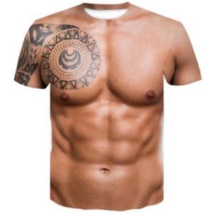 Men's T-Shirts Summer Funny T-shirt 3D Printing Male Chest Muscle Print Fashion Streetwear Short-Sleeved Tee Size XS-6XL