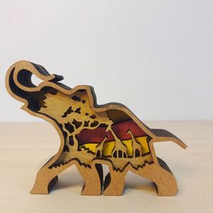 3D Laser Cut Mon Son Elefant Handwerk Holzskulptur Figur Home Decor Geschenk Kunsthandwerk Set Waldtier Tischdekoration Elefanten Statuen Ornamente Raumdekoration