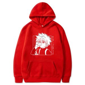 Śmieszne Japna Anime Hunter X Hunter Bluzy Mężczyźni Damska Bluza z długim rękawem Killua Zoldyck Manga Unisex Oversized Hoodie Street Y211122