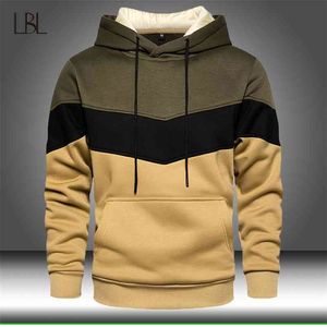 Com capuz patchwork homens outono casual manga longa Hoodie Mens Moletons Pulôver Malha Masculino Inverno Quente Chaplewear 210728