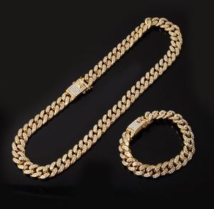 Ulica Iced Out Better Dhinestones Naszyjnik 1 Zestaw 13mm Miami Curb Cuban Chain CZ Bling Rapper Naszyjniki z motylem dla mężczyzn