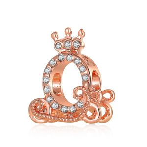 Pasuje Pandora Sterling Silver Bransoletka 20 sztuk Rose Gold Crown Dynia Wózek Kryształ Koraliki Charms Dla Europejskiej Snake Charm Charm Moda DIY Biżuteria Hurtownie