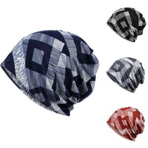 Yeni Bahar Yaz Erkek kadın Hamam Beanie Geometrik Desen Şapka Örme Kap Kadın Erkek Türban Şapka Gorros Kemik Y21111