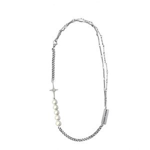 Collana di perle riflettenti di nicchia di lusso leggero Uomo Donna Marchio Tide originale Cucitura quadrata a rete Clavicola rossa