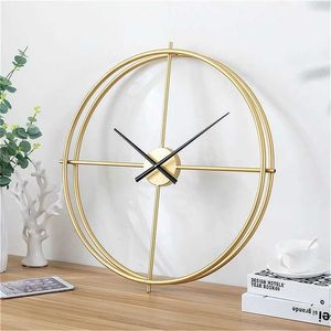 3D Large Retro Metal Wall Clock Double Layer Antique Iron Frame Mute Watch Modern Livingroom el Home Decor Numerals Clock 211110