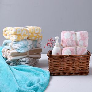 Handduktryck japansk absorberande mjuk varp stickad polyester nylon korall sammet hem trädgård baby vuxna handdukar