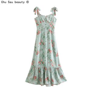 Летний французский лук подвеска женская юбка пастырский праздник стиль шикарный цветочный принт взвешенные платья женская мода 210508