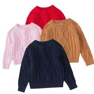 가을 아기 소년 소녀 스웨터 아이 겨울 니트 풀오버 1-7 YRS 옷 211201