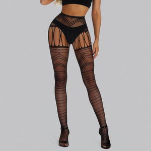 Sports Socks 1# Women Sexy Fishnet Stocking Open Soft Tights Lingerie Transparent Lace Bodysuit High Waist Panty Net