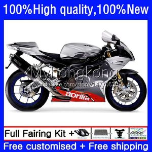 Комплект для тела для Aprilia RSV1000R Mille RV60 RSV 1000 R 1000R 2003 2003 2005 2006 CoSling 9no.90 RSV1000RR RSV1000 RSV-1000 R RR Silver Black 03 04 05 06 Мотоцикле