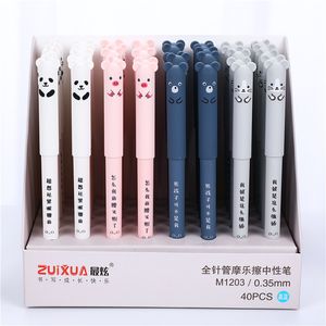 Wholesale Kawaii Erasable Gel Pen With Eraser 4 Styles Animal Face Pens For Kids Gift 0.35mm Blue Black Ink School Office Creative Writing Stationery