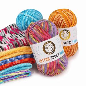 1PC Colorful Cotton Thread Socks Yarn Home Handmade Diy Scarf Sweater Coat Bar Needle Thread Baby Line Thick Wool Knitting Wool Ball Y211129