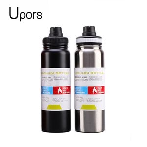 UPORS Stainless Steel Sport Water Bottle 600ml/800ml Large Capacity Double Wall Vacuum Insulated Tumbler Portable Thermos 211122