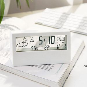 Ev Dijital Elektronik Termometre LCD Sıcaklık Higrometre Siyah Beyaz Saat Ev Kapalı Sense Termometreler Sıcaklık Ölçer RRA9651