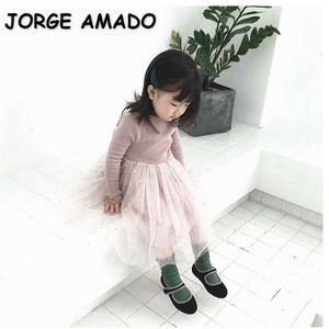 Atacado estilo coreano primavera meninas vestidos de mangas compridas estrelado céu princesa menina roupas e3025 210610