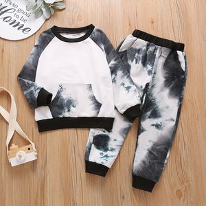 Boys Tie Dye Clothing Sets Kids Pocket Hoodies Long Sleeve Hooded Tops Baby Girls Colorful Clothes Children Hooeded Sweater Toddler Outfits M3401