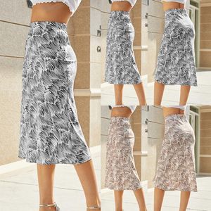 Kjolar mode kvinnor damer hög midja sexig leopard tryckt midi kjol väska höft sommar mjuk fritid bodycon retro kjolar g3