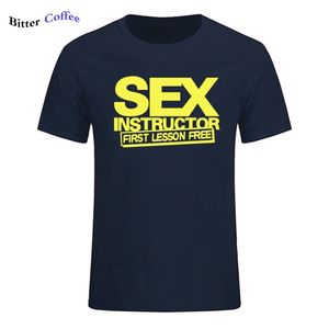 Instrutor de sexo engraçado criativo homens homens camiseta novidade manga curta o pescoço de algodão casual t-shirt top t-shirt plus size 210726