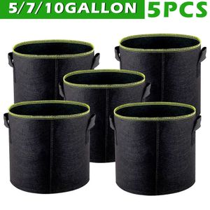 5 Piece 5/7/10 Gallon Plant Growing Bags Home Garden Tools Strawberry Vegetable Jardin Growing Pots Gardening Planting Bags 210615