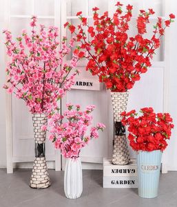 120CM height Artificial Cherry Spring Plum Peach Blossom Branch Silk Flower Tree For Wedding Party Decoration pink white red color