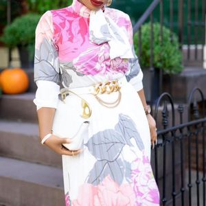 Vestidos casuais 2022 outono mulheres vestido moda floral pulôver império manga longa senhoras africanas roupas de outono for199v