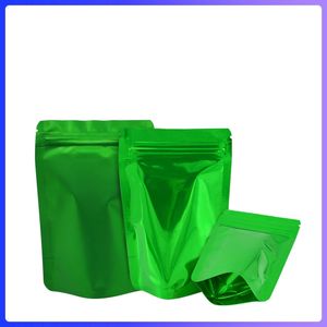 Green Stand up Zip Lock Packing Dry Food Bags Multi-size Gift Storage Zipper Sealing Packaging Sacchetti con tacca a strappo
