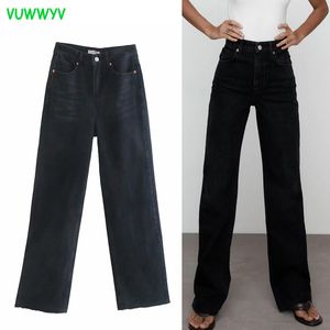 Women Denim Trousers Black Wide Leg Straight Jeans Baggy High Waisted Mom Woman Y2K Streetwear Pants Suits 210430