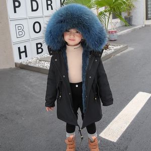 Jackor Hooded Windproof Baby Girl Coats Winter Fur Warm Boy Snö Mode Sport Barn Ytterkläder Teenage Kids Wool Parkas